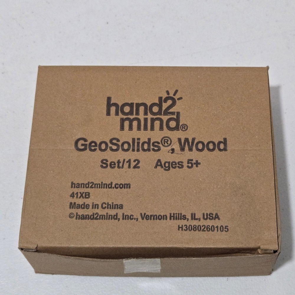 hand2mind GeoSolids Wood Set 12 3D Geometric Shapes Math Manipulatives 41XB